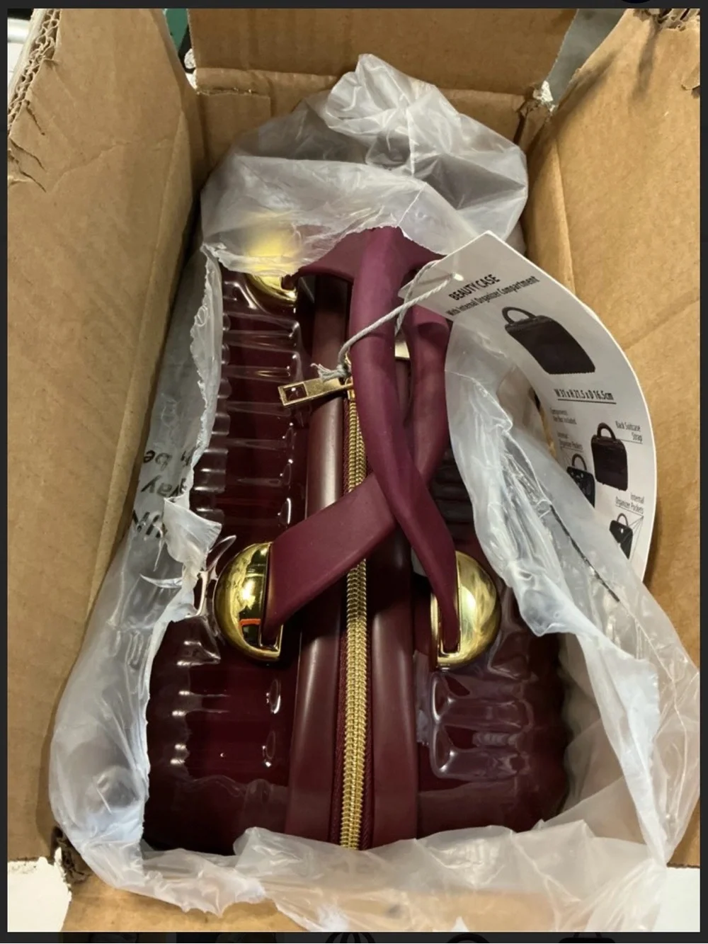 Women's Glossy Burgundy Top-Handle Bag